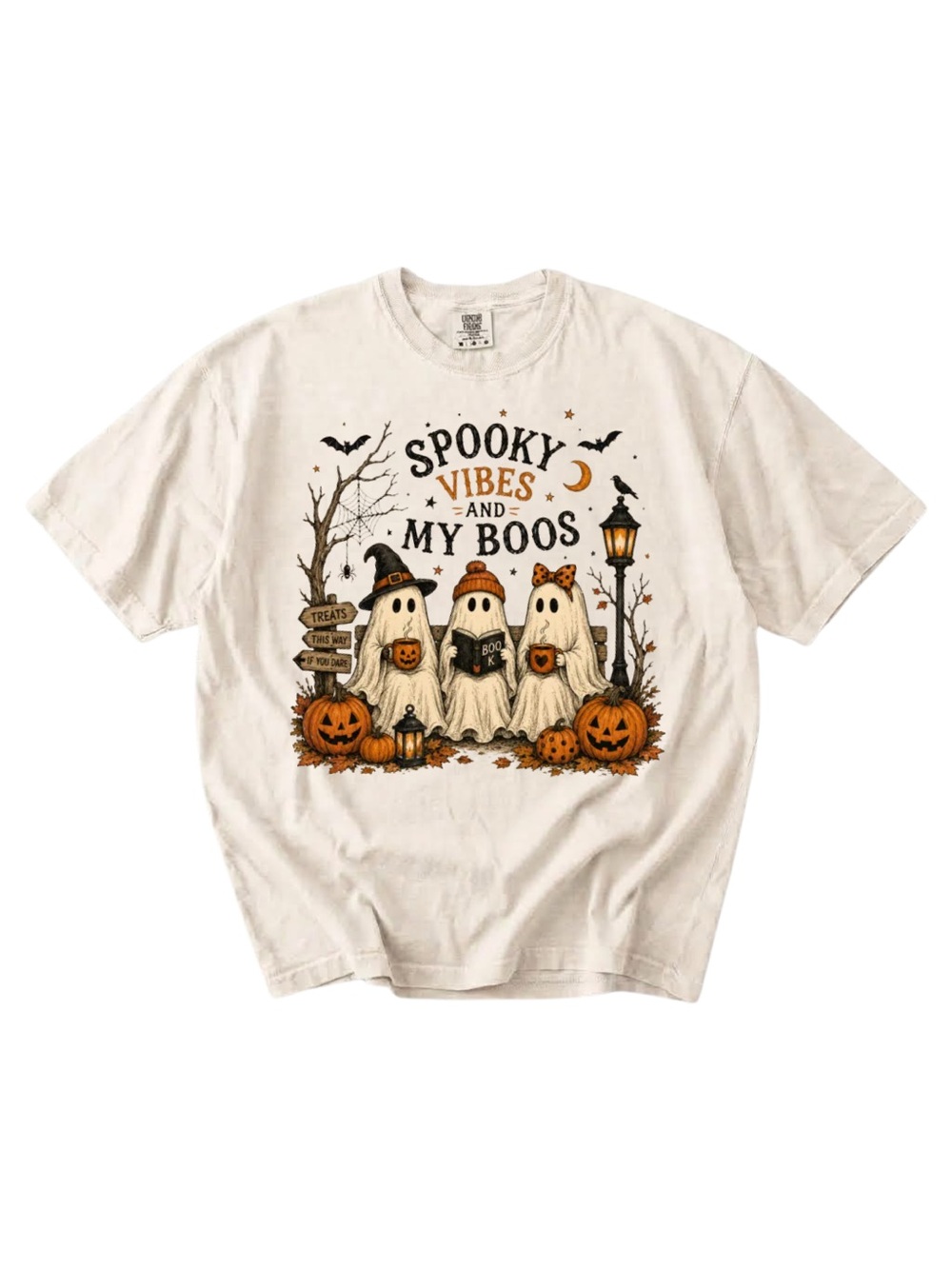 Comfort colors Halloween Ghosts Short Sleeve Tee - Cream ivory